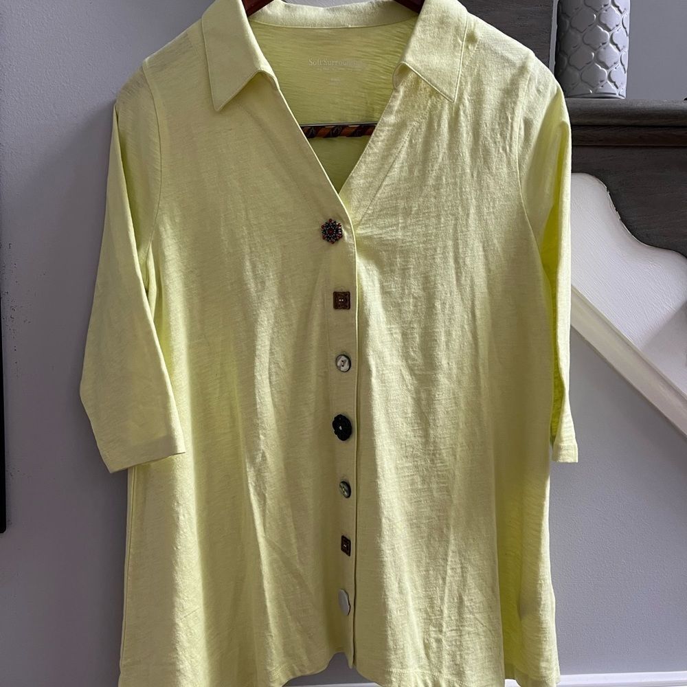 Soft Surroundings Danielle Button Top Tunic Sz M … - image 1